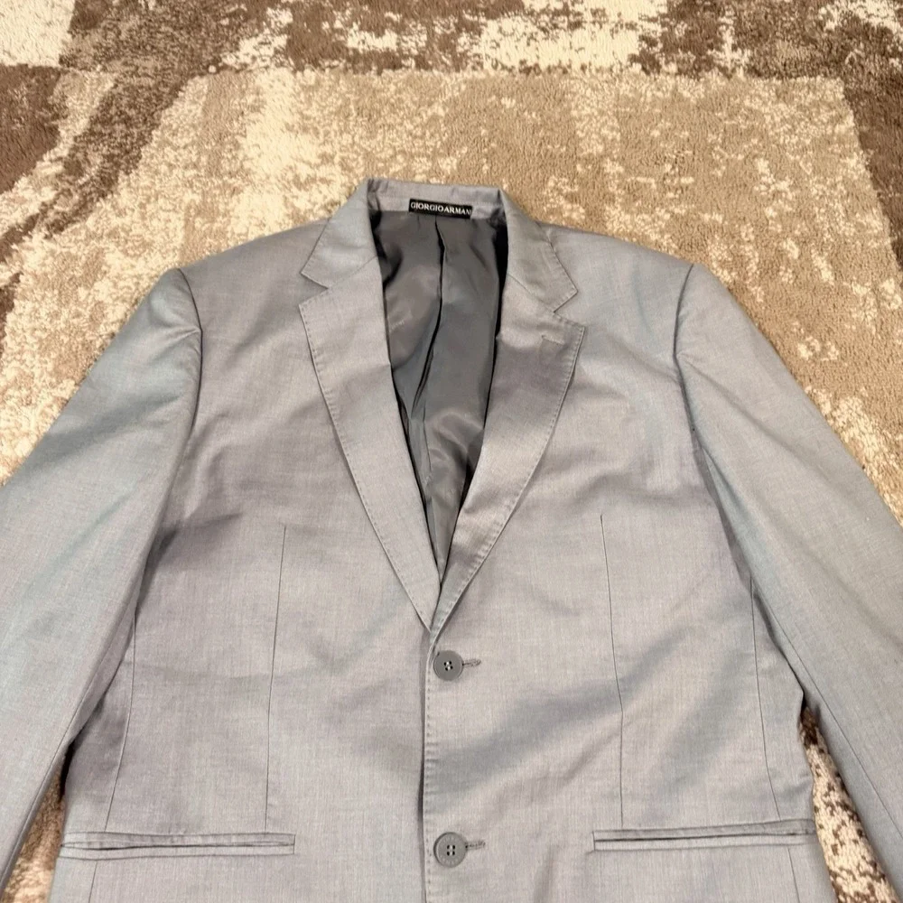 Giorgio Armani Le Collezioni Blazer Mens 52R Gray Virgin Wool Italy Vintage